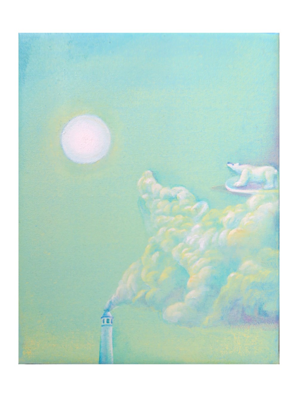 受注制作＊キャンバス油彩画＊白くまと白い雲 絵画 hotaru
