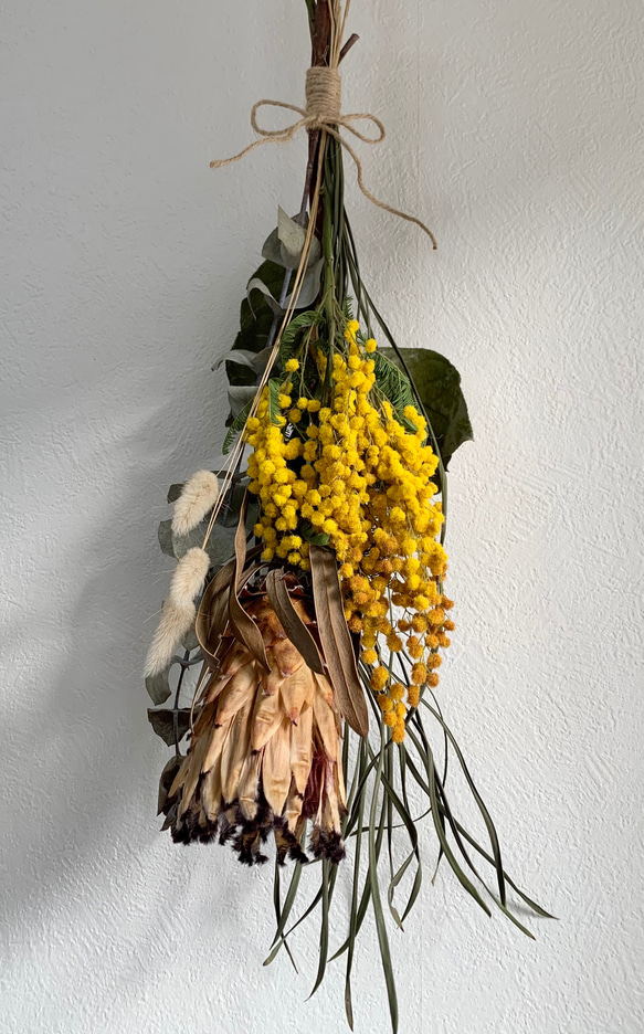 ドライフラワー スワッグ ミモザ アカシヤ ナチュラル カントリー シンプル ドライフラワー スワッグ ガーランド ナチュラル カントリー ミモザ