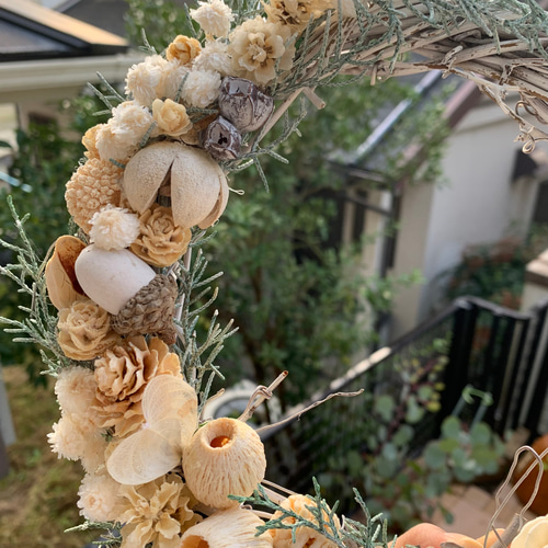 ドライフラワー✩.*˚白い木の実のクリスマスリース リース はないろ