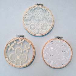 [12cm]刺繍枠とファブリックの壁飾り(ウォールデコ・ファブリックパネル・オブジェ)WD12-001 5枚目の画像