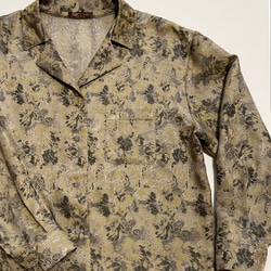 ♛1点もの♛ ヴィンテージテイスト フラワー柄ジャガード オープンカラーシャツ 6枚目の画像