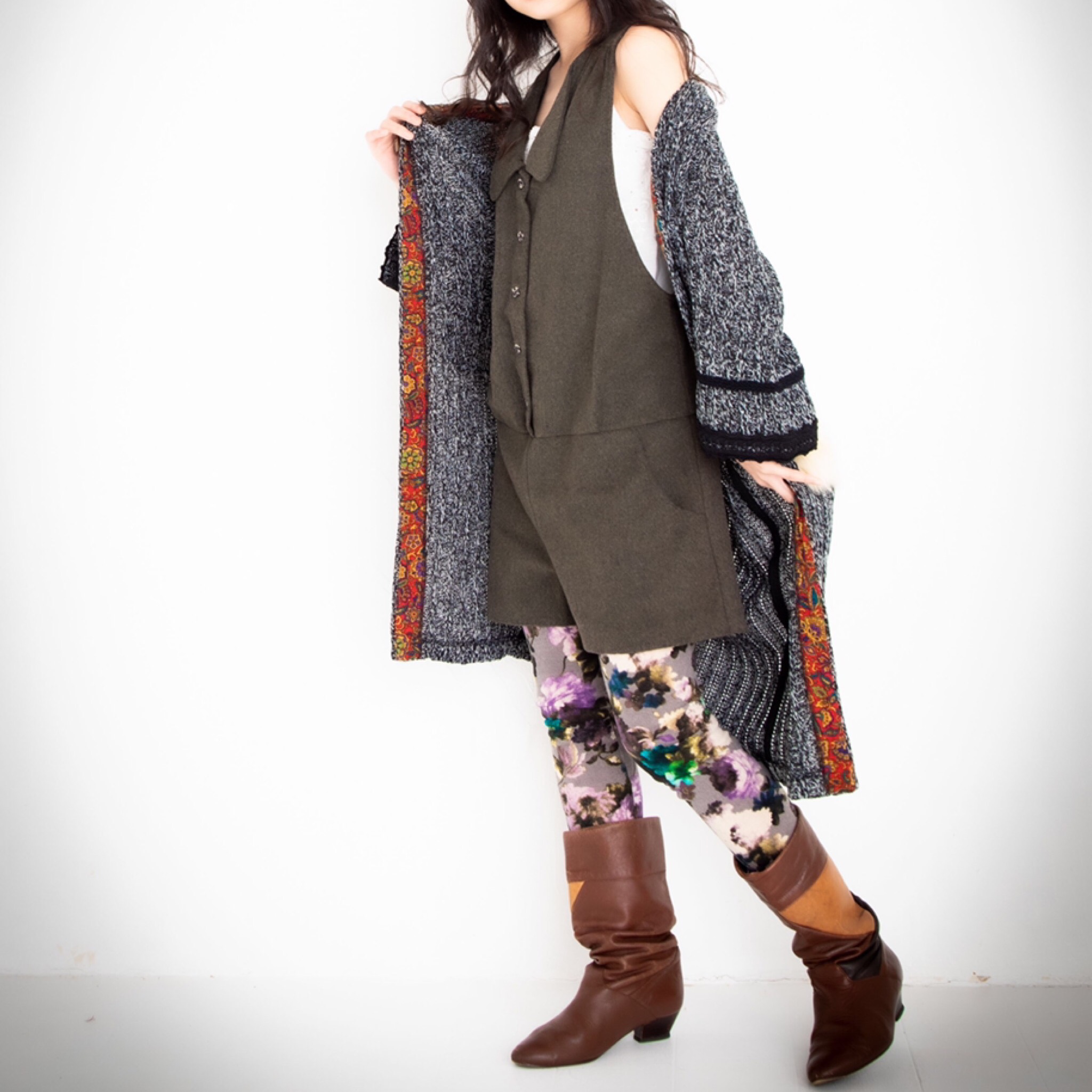 カシミア混WOOL オールインワン【KHAKI】