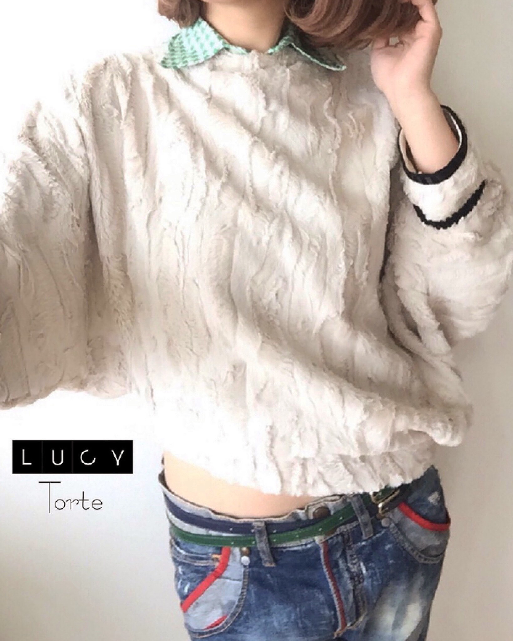 アシンメトリー エコファーTOPS【IVORY】