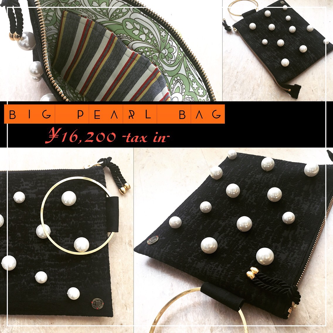 BIG PEARL BAG【BLACK】