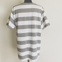 《Men’s》ロゴ ボーダーTee【HEATHER GRAY×WHITE】 4枚目の画像