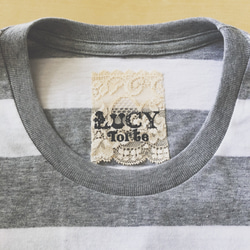 《Men’s》ロゴ ボーダーTee【HEATHER GRAY×WHITE】 6枚目の画像