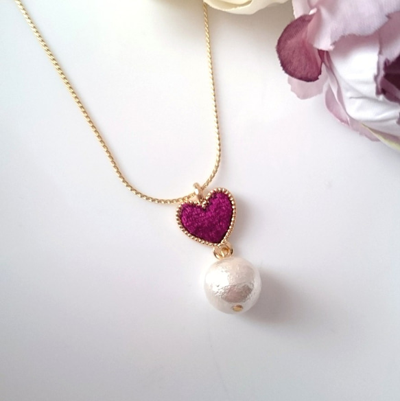 * heart pearl * ネックレス 40cm 3枚目の画像