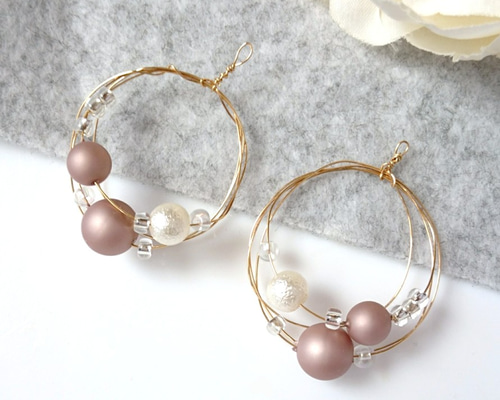 【送関込・国内発送】E&E PROJECT★ パールワイヤーフープピアス 送関込・国内発送】E&E PROJECT☆ パールワイヤーフープピアス