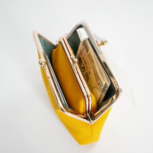 送料無料］お札が二つ折りで入る♪親子がま口のお財布（かぼちゃ