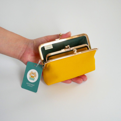 送料無料］お札が二つ折りで入る♪親子がま口のお財布（かぼちゃ