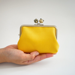 ねこ財布Aゆったりサイズ♪親子がま口のお財布（ネーブルイエロー×ネコ玉肉球） 3枚目の画像