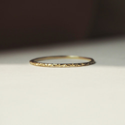 手作りのチェック柄の細かいリング、ラインリング-14Kゴールドゴールド 1枚目の画像