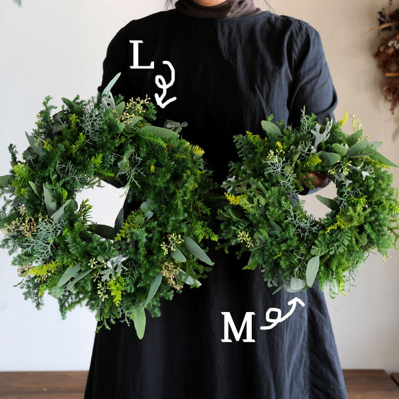 今年も変わらないヨ♪ドライになるクリスマスリース／葉っぱみっしり・針葉樹が香るフレッシュグリーンリース／選べる３サイズ 8枚目の画像
