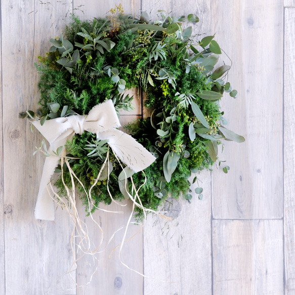 今年も変わらないヨ♪ドライになるクリスマスリース／葉っぱみっしり・針葉樹が香るフレッシュグリーンリース／選べる３サイズ 13枚目の画像