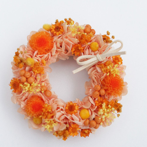 ジューシーオレンジ色の天然素材リース in フレーム[プリザーブド  