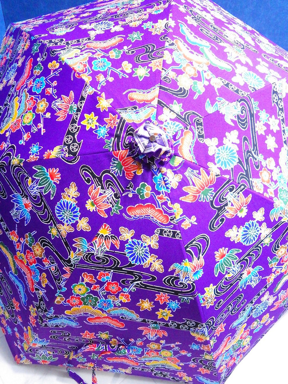 浴衣から生まれた日傘　紅型皇帝紫 2枚目の画像