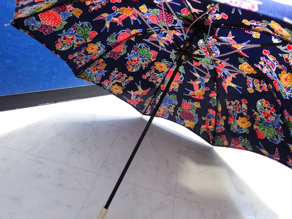 着物から生まれた日傘　紅型染め・琉球の風　限定品 5枚目の画像