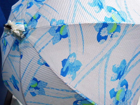 浴衣から生まれた日傘　お祭り夜店の青い花 5枚目の画像