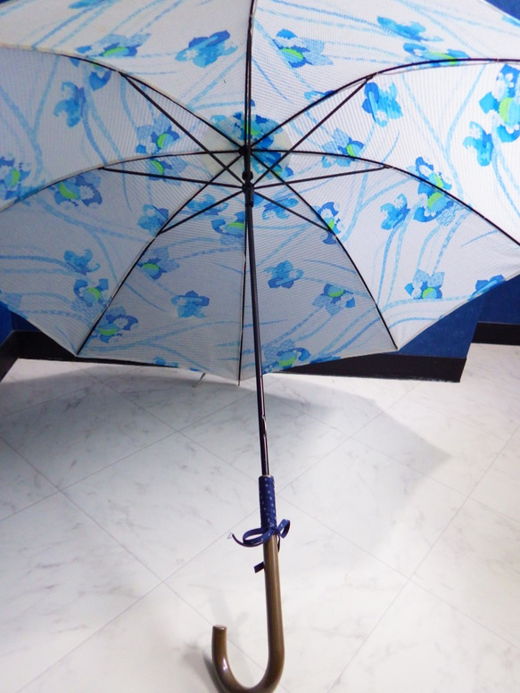 浴衣から生まれた日傘　お祭り夜店の青い花 7枚目の画像