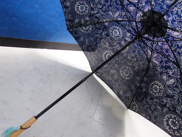 浴衣から生まれた日傘　ひととせは かりそめならず藍浴衣《限定品・桜骨》 5枚目の画像