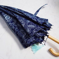 浴衣から生まれた日傘　ひととせは かりそめならず藍浴衣《限定品・桜骨》 10枚目の画像