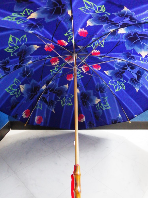 【期間限定サマーセール開催！】浴衣から生まれた日傘　葉がくれに 現れし実のさねかずら 4枚目の画像