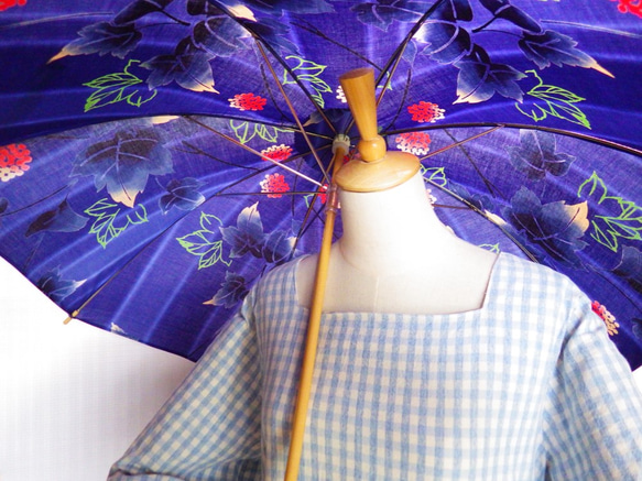 【期間限定サマーセール開催！】浴衣から生まれた日傘　葉がくれに 現れし実のさねかずら 7枚目の画像
