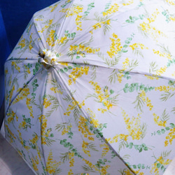 手作り日傘　ゆらゆらの 花のミモザとくらくらす【桜骨】【限定品】 3枚目の画像