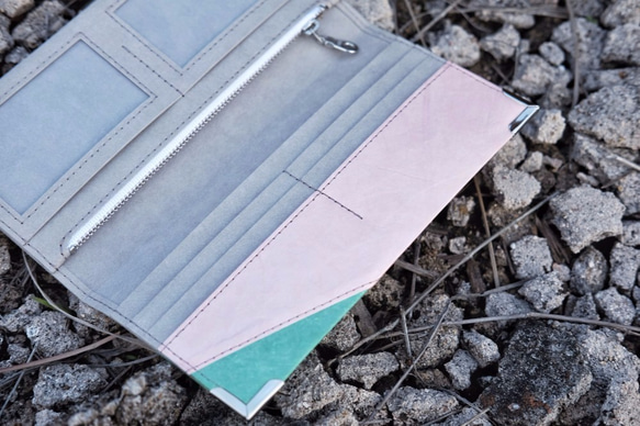 ◬ 集色 | patchwork 系列 ◬ 長款錢包 － 水洗牛皮紙/皮革紙產品 第4張的照片