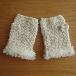 ハンドウォーマー毛糸の指なし手袋・かわいい・寒さ予防・おしゃれ・1点物 2枚目の画像