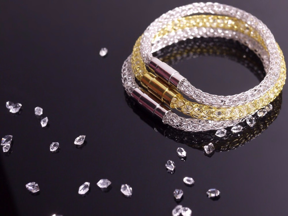 網中晶系列-925銀天然赫基蒙水晶手環-黃K金電鍍款 第3張的照片