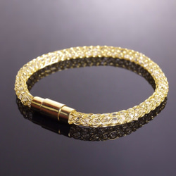網中晶系列-925銀天然赫基蒙水晶手環-黃K金電鍍款 第2張的照片