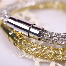 網中晶系列-925銀天然赫基蒙水晶手環-黃K金電鍍款 第5張的照片