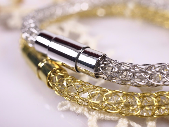 網中晶系列-925銀天然赫基蒙水晶手環-黃K金電鍍款 第5張的照片