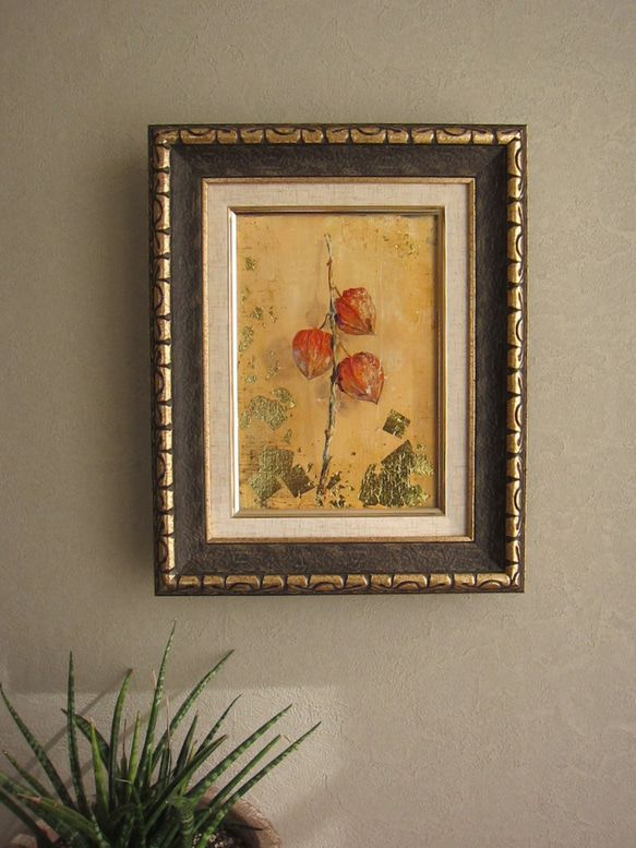 「ホオズキ」原画　絵画　木製パネル ホオズキ」原画 絵画 木製パネル ホオズキ」原画 絵画 木製