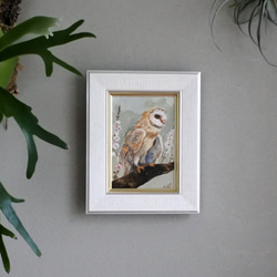 メンフクロウの小さい油絵原画 1枚目の画像