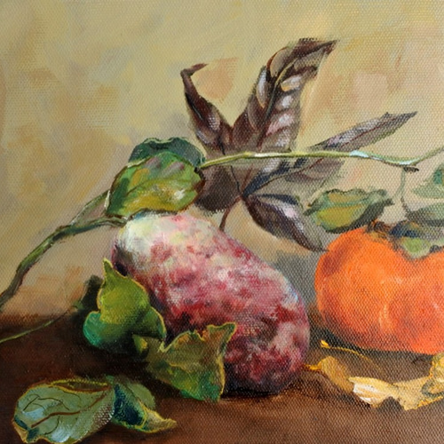 柿とアケビのアートパネル 絵画 mimoza 通販 13073726｜Creema(クリーマ)