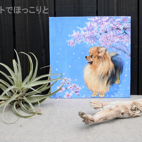 ポメラニアンのアクリル画20cm角 絵画 mimoza 通販 3654923