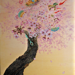 桜と龍の水彩画 絵画 mimoza 通販 3825529｜Creema(クリーマ)