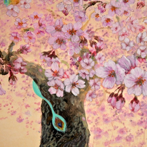 桜と龍の水彩画 絵画 mimoza 通販 3825529｜Creema(クリーマ)