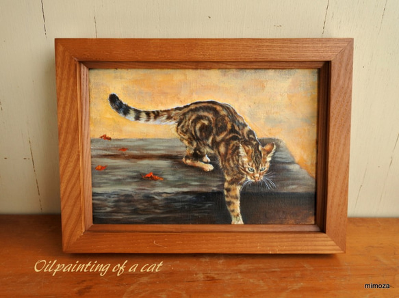 油絵　ネコ ネコの小さい油絵原画 絵画 mimoza 通販 5457159｜Creema(クリーマ)