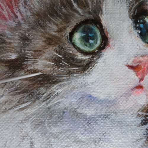 ネコと薔薇の油絵F3号 絵画 mimoza 通販 9629093｜Creema(クリーマ)