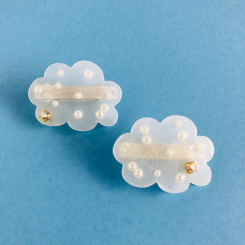 もくもく雲バレッタ 2個セット ヘアアレンジビジュークリアレジン 
