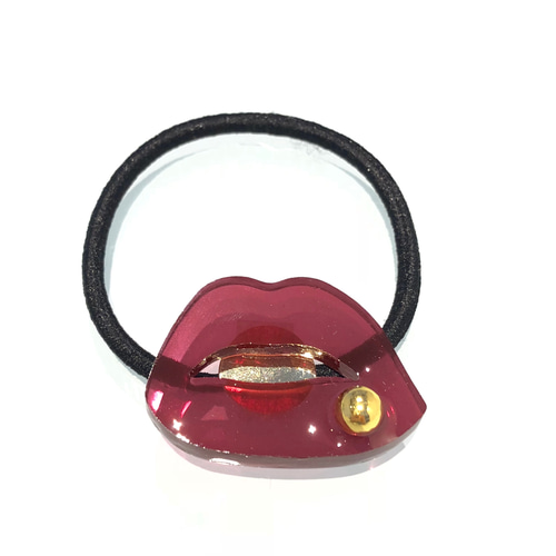 旧☆レジンヘアゴム バラビジューレッドワインゴールド豪華