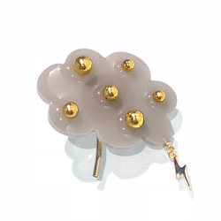 もくもくカミナリ雲⚡️ポニーフック GD     ヘアーフックヘアフックヘアーカフヘアカフゴールドギフトプレゼント雷稲妻 1枚目の画像