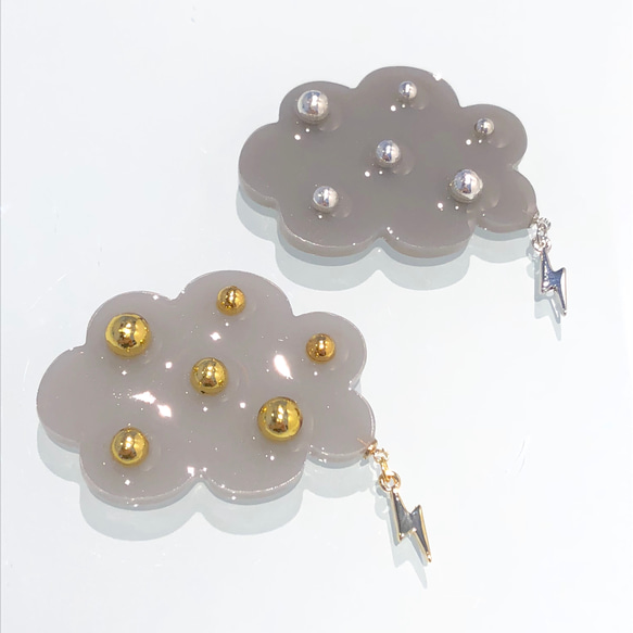 もくもくカミナリ雲⚡️ポニーフック GD     ヘアーフックヘアフックヘアーカフヘアカフゴールドギフトプレゼント雷稲妻 6枚目の画像
