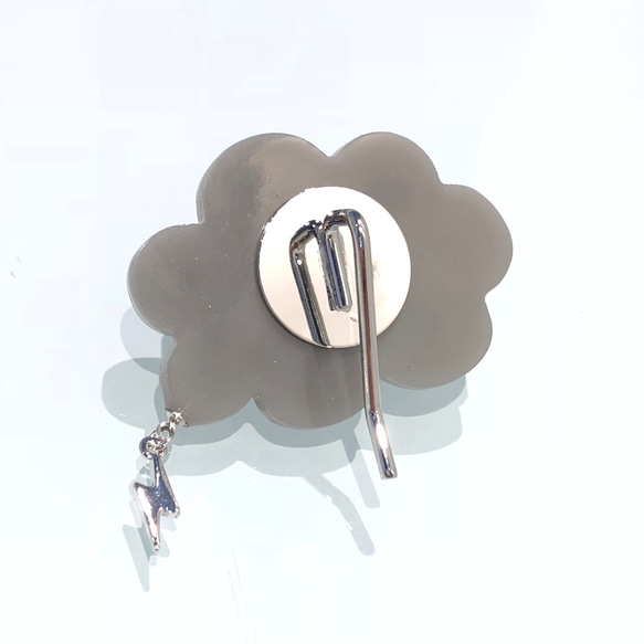もくもくカミナリ雲⚡︎ポニーフック SV    雷ヘアーフックヘアフックヘアカフヘアーカフシルバードットギフトプレゼント 4枚目の画像