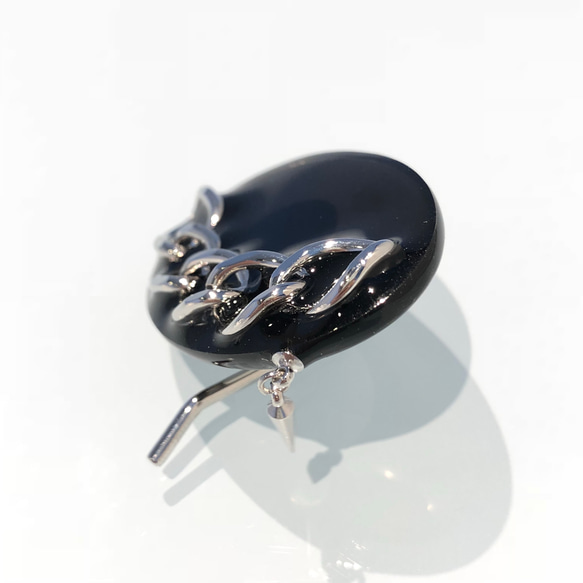 シルバーチェーンポニーフック ブラック    メンズライクヘアーフックヘアフックヘアカフヘアーカフギフトプレゼント母の日 3枚目の画像