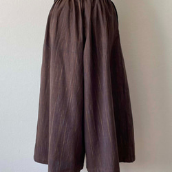 手織り綿で仕立てたワイドパンツ キュロットスカート コットン100% フリーサイズ 3枚目の画像