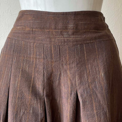 手織り綿で仕立てたワイドパンツ キュロットスカート コットン100% フリーサイズ 4枚目の画像